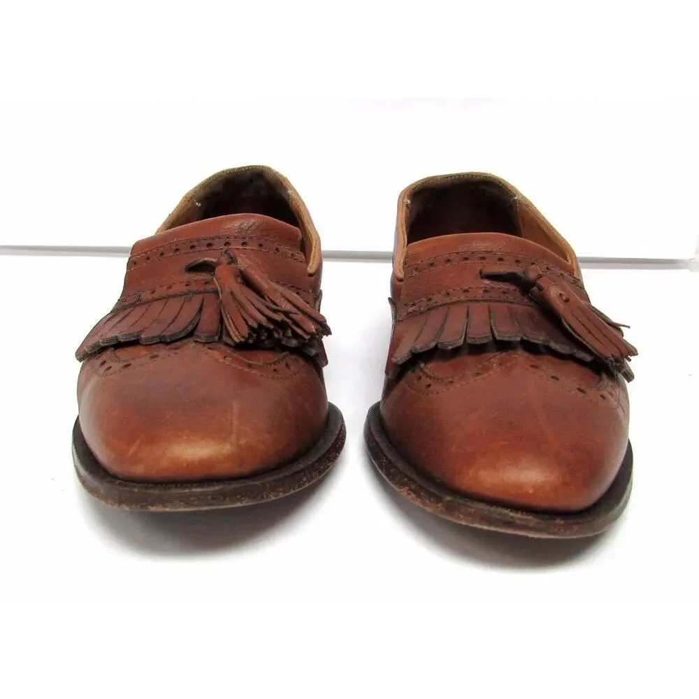 Cole Haan 9.5 d brown leather loafers with tassles shoes dress wing tip
